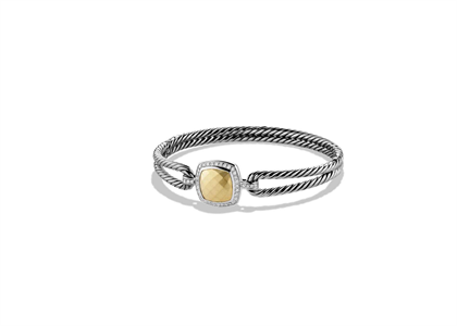 Rhodium Plated Champagne Cushion Cut Twisted Bracelet